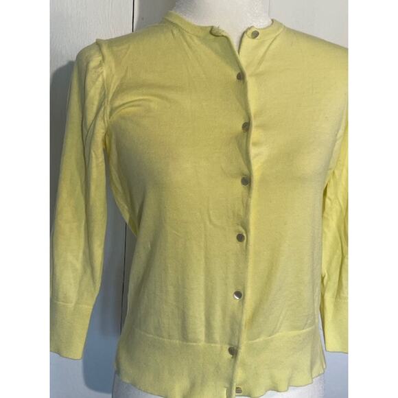 Ann Taylor Women Size Medium Lightweight Cardigan Yellow - Picture 2 of 5